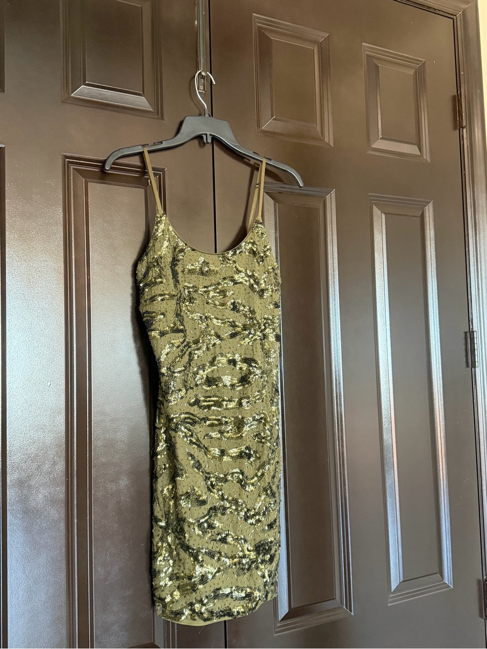 Alice + Olivia Olive Sequin Slip Mini Dress